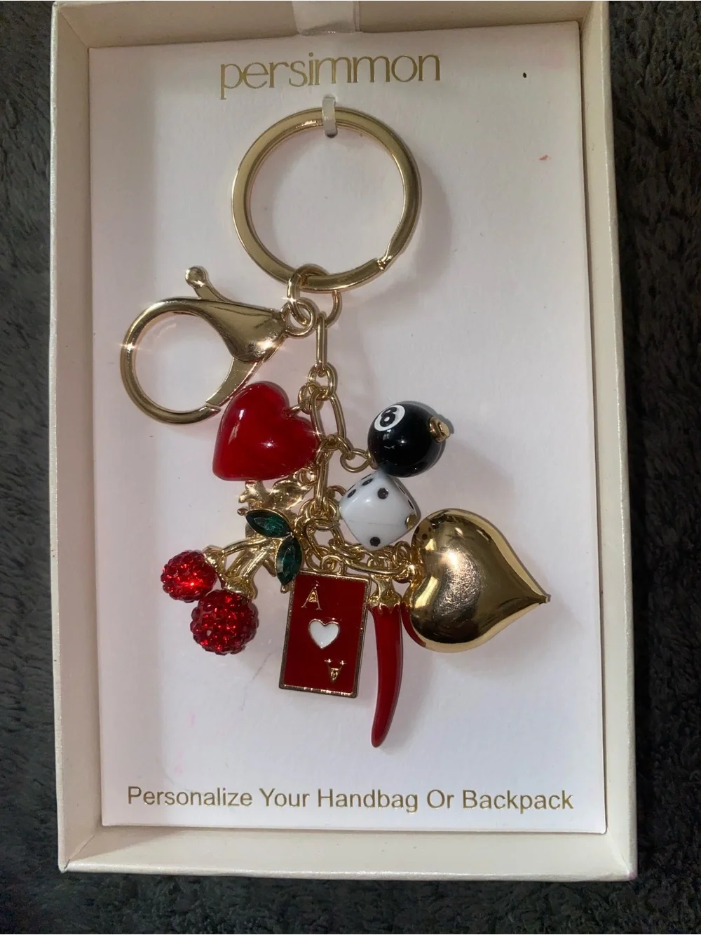 Persimmon Gold & Red Multi-Charm Keychain